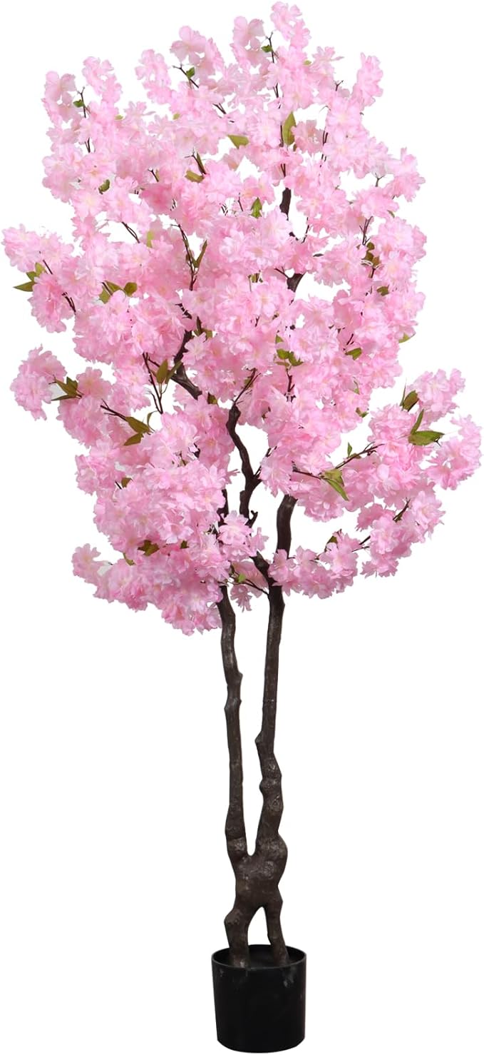 Faux Cherry Blossoms Tree Pink 6FT Artificial Cherry Blossom Tree Beautiful Flowering Trees for Home Decor