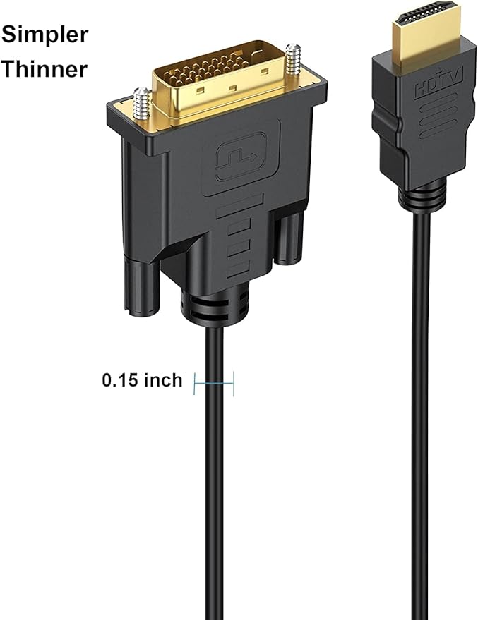 HDMI to DVI Cable 3ft 5-Pack, Bidirectional DVI-D to HDMI 19 Pin Cord Adapter Cord 1080P Video High Speed Compatible for Computer, PC, Raspberry Pi, Roku, Xbox One, PS4 PS3, Graphics Card