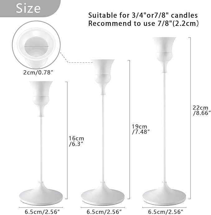 Candlestick Holders White, 9 Packs Taper Candle Holder for Candlesticks, Candle Sticks Holder Decor for Home Decor