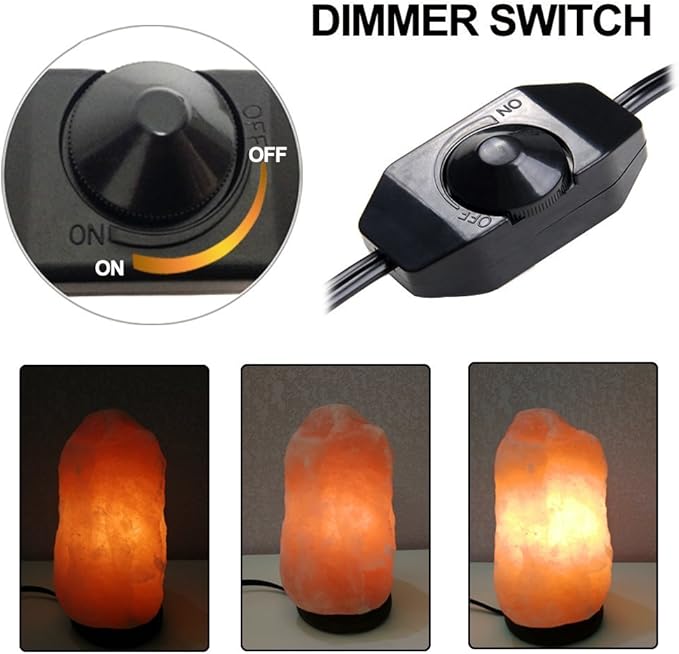 haraqi Himalayan Salt Lamp Cord and Bulb with Dimmer Switch,Original Replacement Cord Bulb for Salt Rock Lamps, 6ft Cord