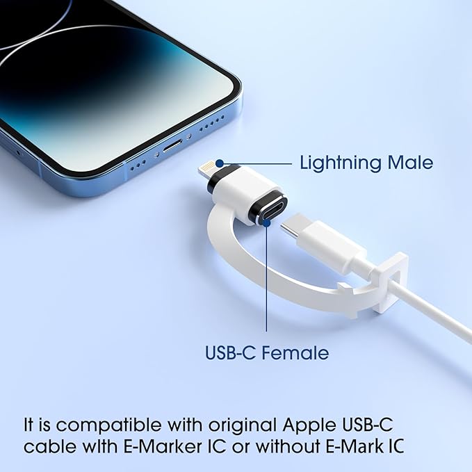TechMatte Female USB C to Male Lightning Adapter 2 Pack 2.2A Charging Data Transfer, Compatible with iPhone 14, 13, 12, 11 Xs SE iPad iPod AirPods, Not for Audio Headphones/OTG Android Anti-Lost Black