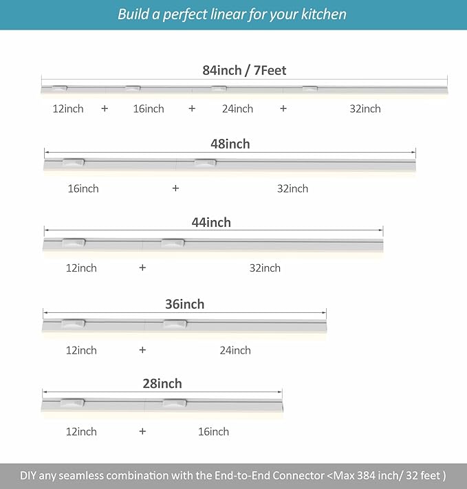 Under Cabinet Lighting Plug in, 12 Inch 2 Pcs, Linkable AC120V 3CCT 3000K/4000K/5000K Ultra Slim, LED Under Cabinet Lights for Counter Light, Kitchen, Shelf, Sink, Workshop, Desk, White