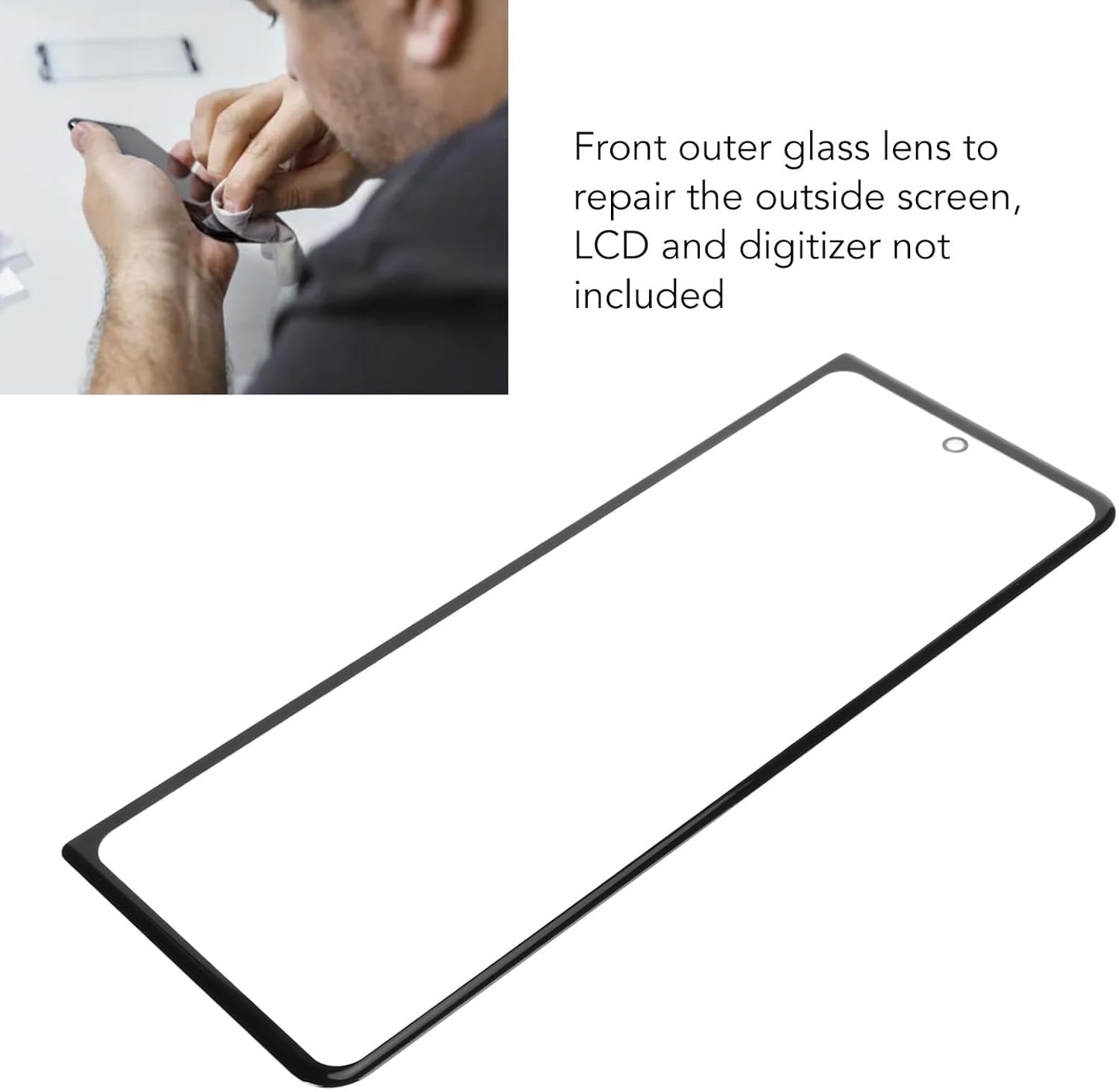 Front Glass Repair Kit for Galaxy Z Fold 3 5G F926, Replacement Front Outer Lens Glass Screen with Tool Glue, Phone