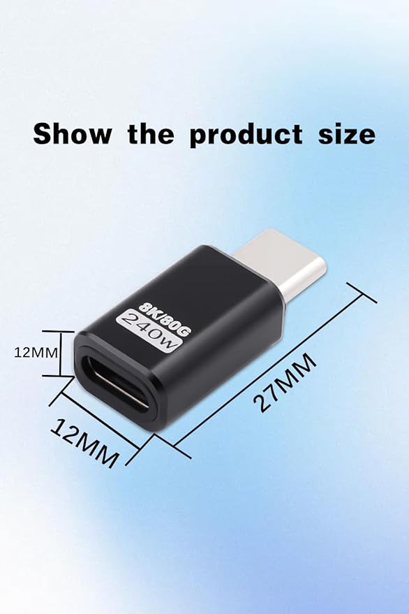 Duttek 80G USB C Extender Adapter, USB C Male to Female Adapter Connector 240W PD & 8K Video Compatible with Thunderbolt 5 Cable for Steam Deck, ROG Ally, Switch, Notebook, PC, Tablet, Phone 2 Pack