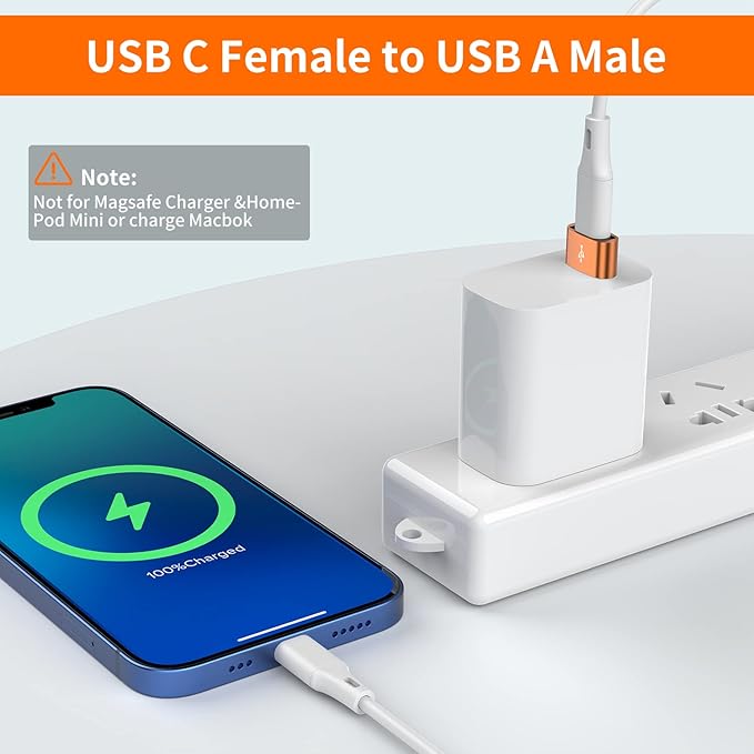 JXMOX USB C Female to USB Male Adapter 4-Pack,Type C to USB A Charger Cable Adapter for iPhone 11 12 13 14 15 16 Pro Max Plus,Samsung Galaxy S24 S23 S22 Ultra,Google Pixel 5 4 3 2,iPad Air 4 5 Mini 6