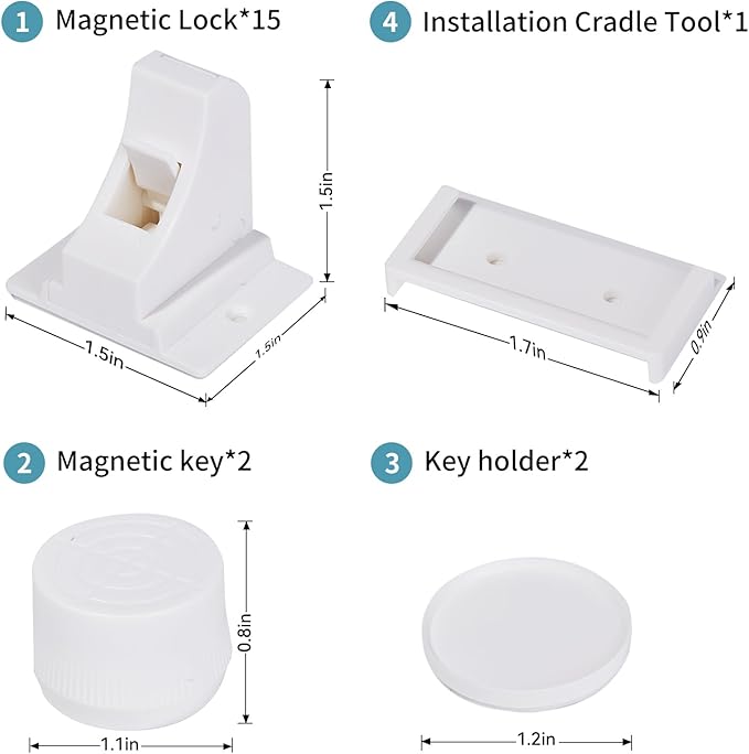 20 Pack Child Safety Magnetic Cabinet Locks - Safeasy Adhesive Baby Proofing Cabinets & Drawers Latches