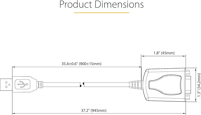 StarTech.com 3ft (1m) USB to Serial Cable with COM Port Retention, DB9 Male RS232 to USB Converter, USB to Serial Adapter for PLC/Printer/Scanner, Prolific Chipset, Windows/Mac (1P3FPC-USB-SERIAL)