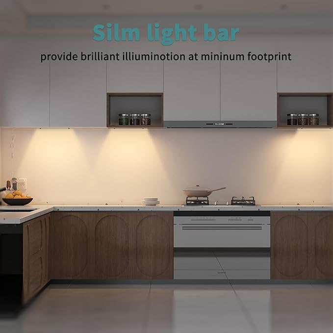 ASOKO Dimmable LED Under Cabinet Lights Warm White 2700K, 3 Pcs 12" Linkable LED Cabinet Lighting Plug in, 24V ETL Listed Plug, Led Closet Light Bars for Kitchen Counter, Shelf, Bookcase, Showcase etc