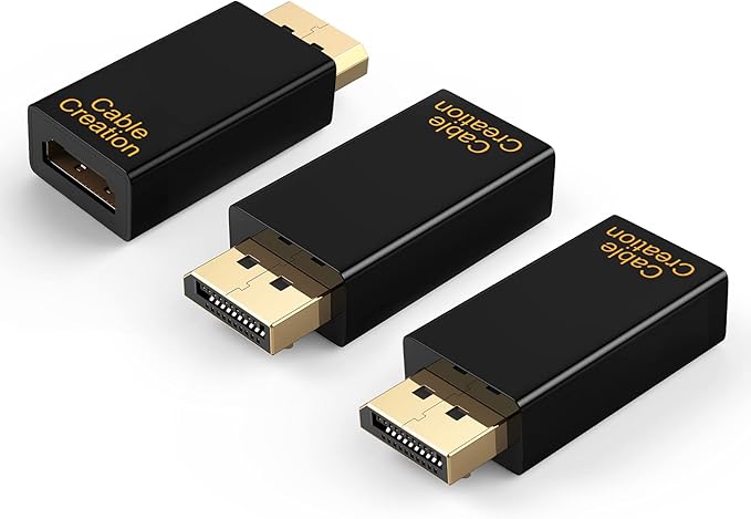 CableCreation DP to HDMI Adapter [3-Pack], 4K 3D Gold Plated Displayport to HDMI Converter Male to Female Black