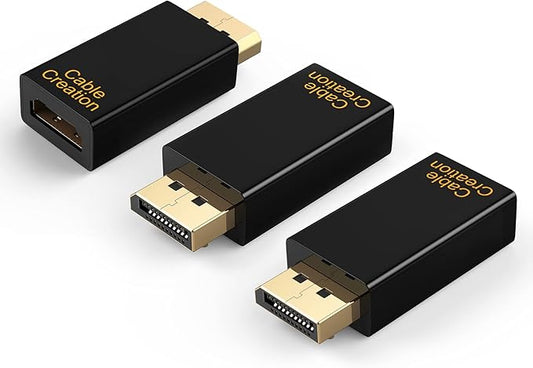 CableCreation DP to HDMI Adapter [3-Pack], 4K 3D Gold Plated Displayport to HDMI Converter Male to Female Black