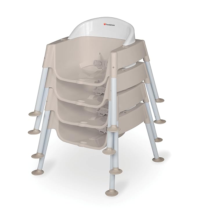 Foundations Secure Sitter Feeding Chairs Multipack, No-Tip Feet, 3-Point Adjustable Harness, Removable Tray, Easy to Clean, Stackable Feeding Chairs, 3 Pack (7 inch)