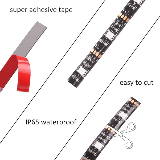 Led Strip Lights Battery Powered RGB 2M 6.56ft Battery Operated Led Battery Lights with 3 Keys Controller Waterproof Battery Led Rope Lights for TV, Bedroom, Mirror, PC, Camping & Home Decoration
