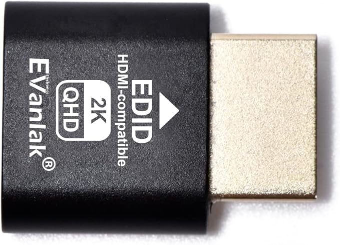 EVanlak HDMI Dummy Plug Headless Ghost Display Emulator Premium Aluminum PC（Fit Headless-1920x1080 New 3RD@60Hz）-1pack