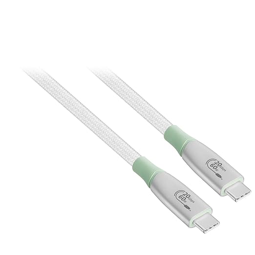 INSIGNIA 7 ft. USB-C Charge-and-Sync Braided Cable, High-Speed 20 Gbps for Laptop, MacBook, PC, Tablet, Smartphone, iPhone - Light Green