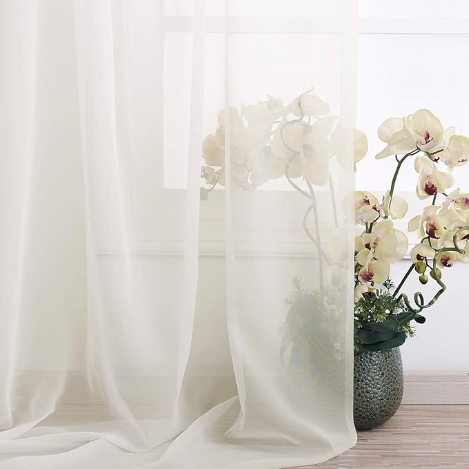 NICETOWN Sheer Bed Canopy Scarf Valances 216 Long - Home Decoration Voile Scarf Valance Topper for Wedding, Party, Venue, Celebration Decoration, DIY (1 Piece, W60 x L216, Off White)