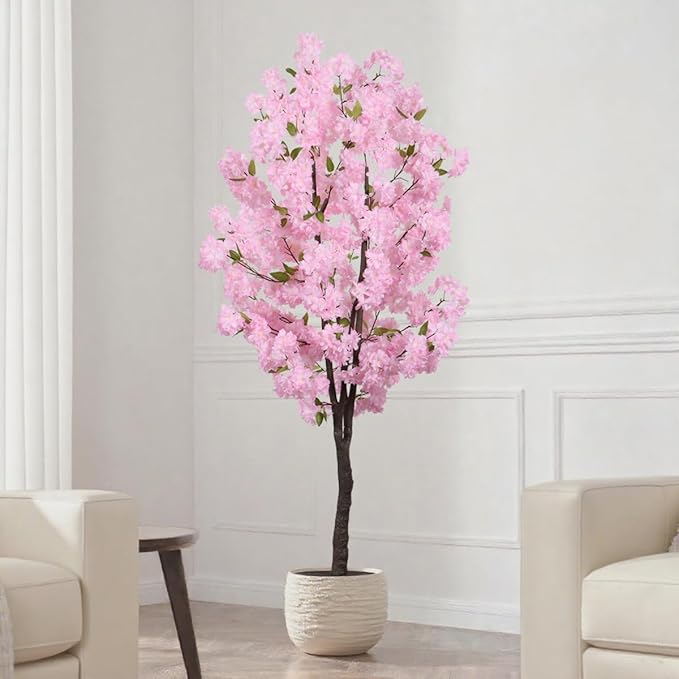 Pink Artificial Cherry Blossoms Tree Faux Cherry Blossom Tree Indoor Beautiful Trees for Home Decor