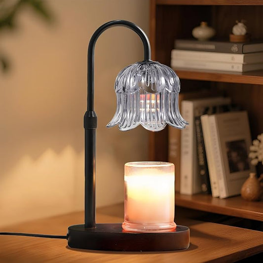 Candle Warmer Lamp with Timer: Adjustable Dimmable Height Adjustable - Flower Shape Wax Lamp Jar Candles No Flame Modern Home Decor Table Lights - Vintage Home Bedroom Decor