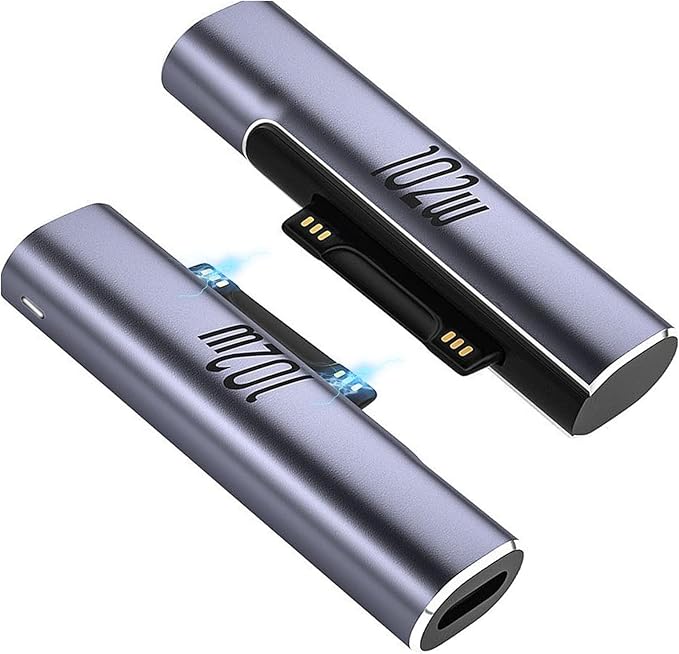 2Pack Magnetic Charger for Surface - 102W USB-C Female to Magnetic Male Charging Adapter, Type-C PD Power Charger Accessory for Microsoft Pro, Surface-Book, Surface-Go, Surface-Laptop, Surface-Duo 2