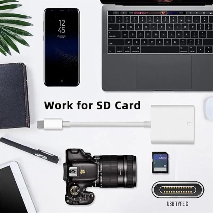 NFHK USB 2.0 Type C USB-C to Standard SD SDXC SDHC Card Reader Adapter Compatible with MacBook Laptop Tablet Phone
