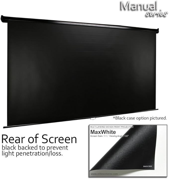 Elite Screens Manual Series, 106-INCH 16:9, Pull Down Manual Projector Screen with AUTO LOCK, Movie Home Theater 8K / 4K Ultra HD 3D Ready, 2-YEAR WARRANTY, M106UWH, Black