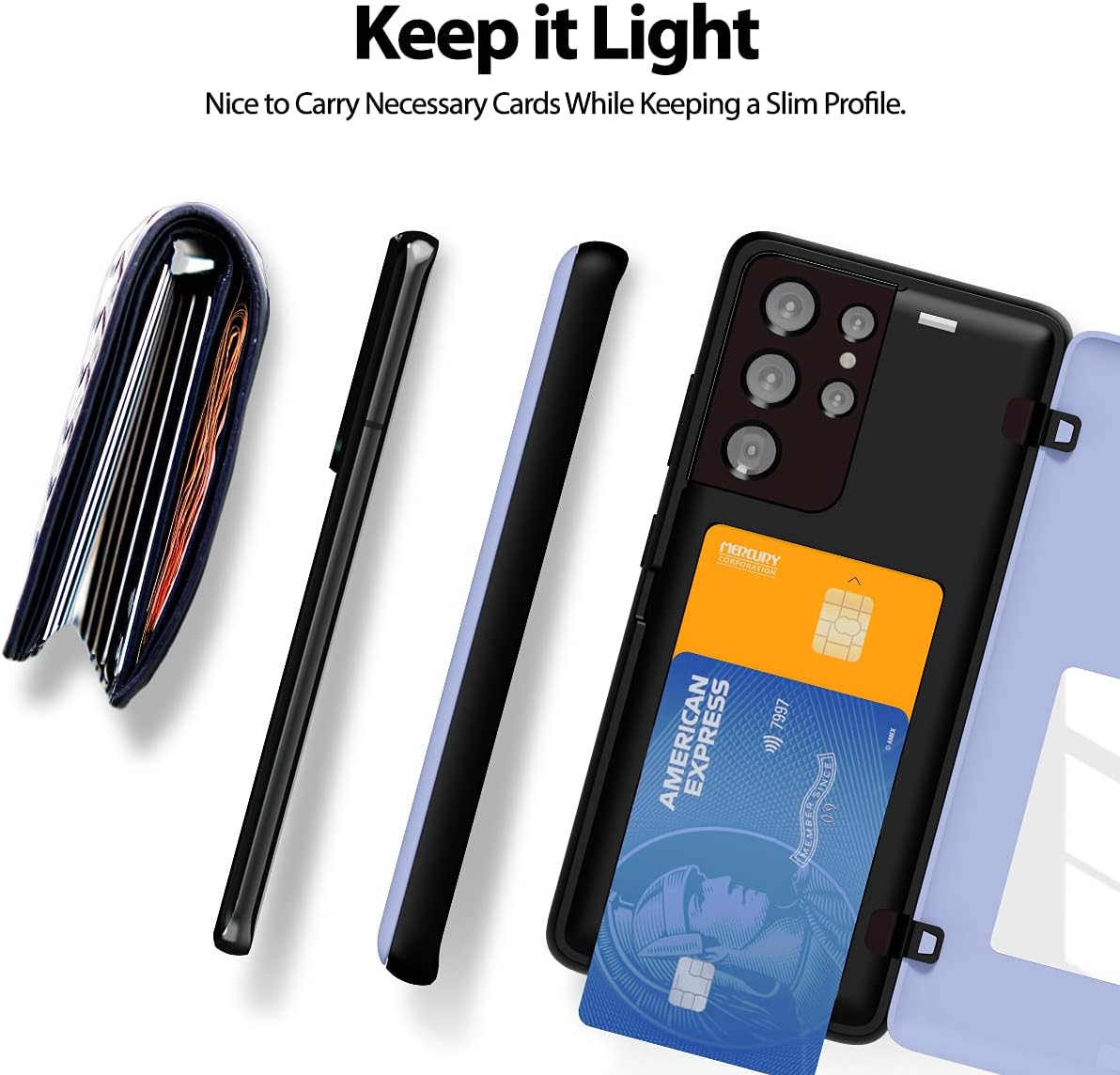 GOOSPERY Card Holder Wallet Case for Galaxy S21 Ultra, Magnetic Door Closure Protective Dual Layer Bumper