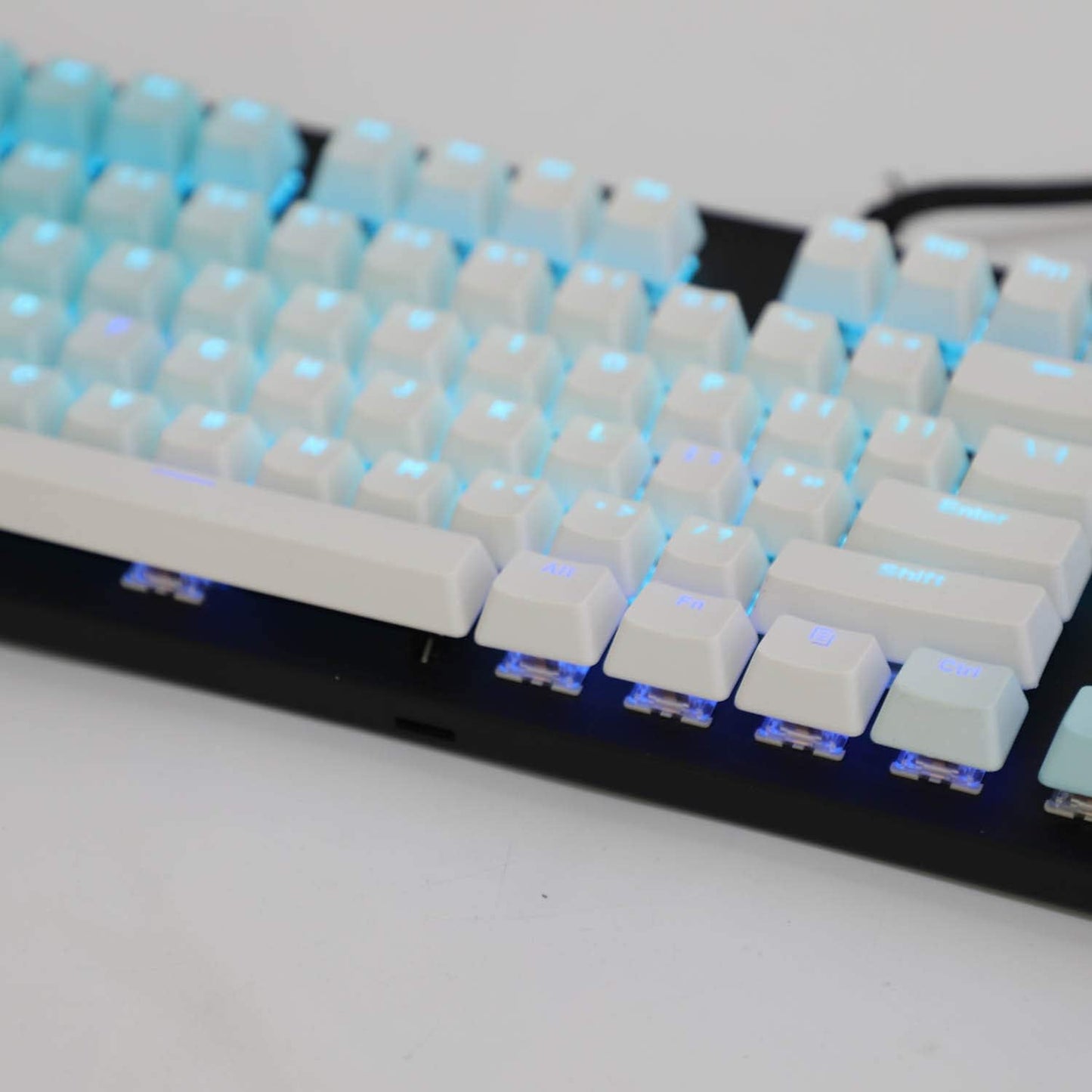 YMDK Double Shot 104 Dyed PBT Keyset for Cherry MX Switches Mechanical Keyboard, Blue White Gradient (Only Keycap)