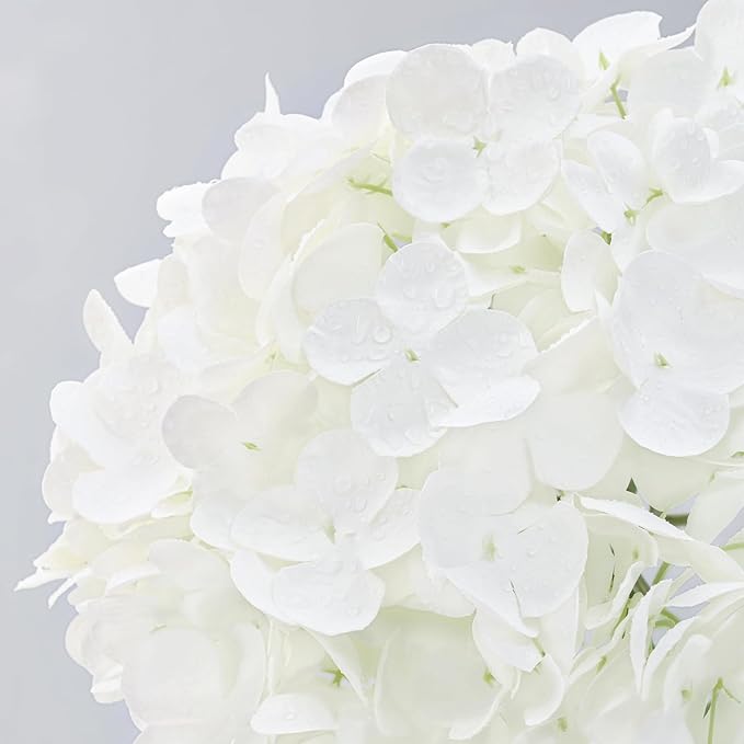 MARTINE MALL 2Pcs 21in Hydrangea Artificial Flowers, Latex Real Touch Hydrangeas Lifelike Large Hydrangea Flowers for Home Decor Party Arrangements Wedding Bouquets Centerpieces (White)