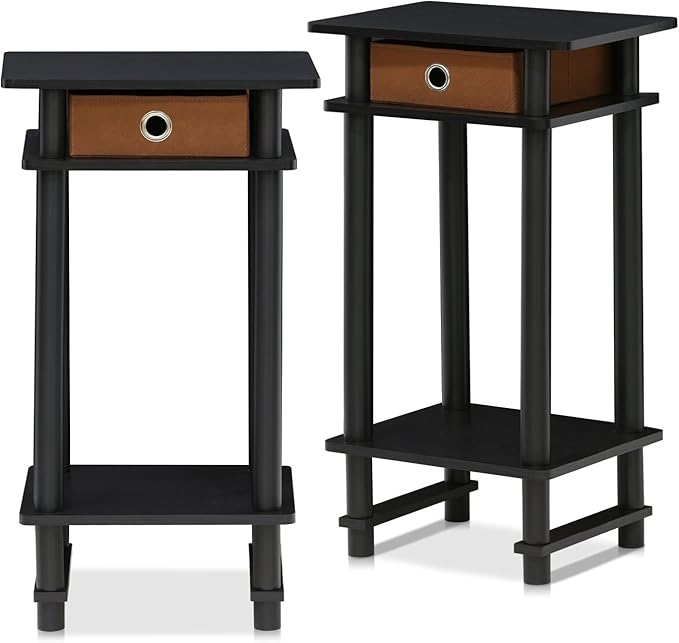 Furinno Turn-N-Tube End Table, 2-Pack, Espresso
