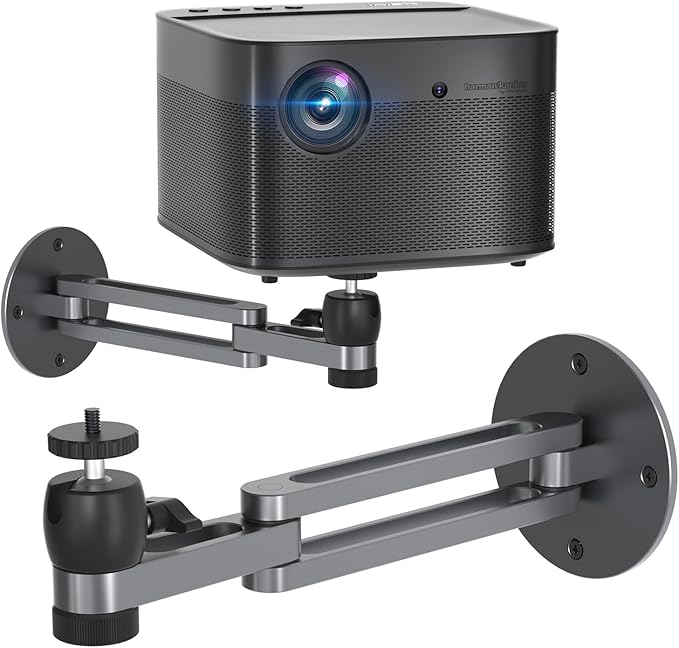 Foldable Projector Wall Mount Universal Adjustable Ceiling Wall Projector Mount Aluminum Alloy Projectors Stand,1/4" and M6 Screw Size (foldable wall mount)
