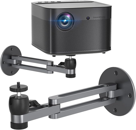 Foldable Projector Wall Mount Universal Adjustable Ceiling Wall Projector Mount Aluminum Alloy Projectors Stand,1/4" and M6 Screw Size (foldable wall mount)