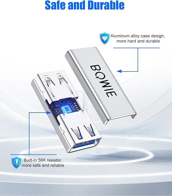 USB Female to Female Adapter 2 Pack,USB3.0 Type A Female to Female Extension Adapter Connector,5Gbps Data Transfer and Charging for Connecting Extension Two USB-A Male Ends Cable Aluminum Shell Silver