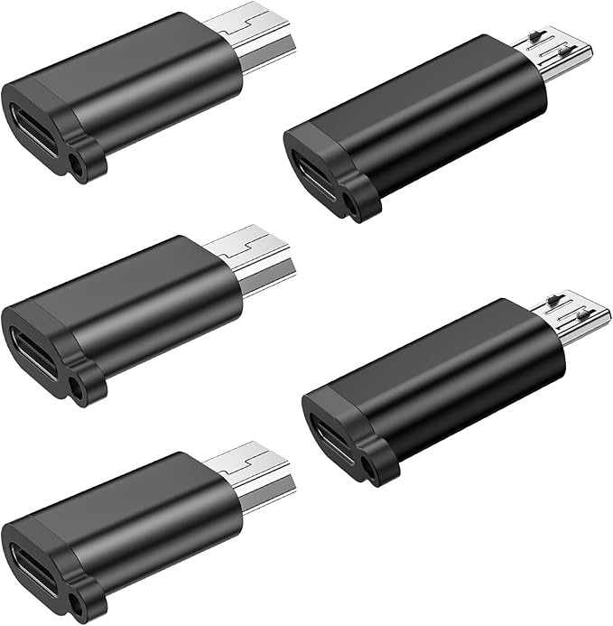 3Pack USB Mini Adapters and 2 Pack Micro Adapters, Connector Support Charge & Data Sync for GPS Receiver/Digital Camera/Dash Cam/MP3 Player, Galaxy S6 S7 S7 Edge, Kindle Ps4 and Micro USBC Devices