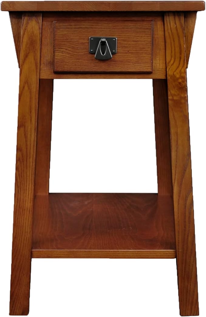 Leick Home Mission End Table, Solid Wood, 1 Storage Drawer, Bottom Display Shelf, Narrow, Easy-Assembly, For Living Room/Bedroom, Russet, 24 in L x 15 in W x 24 in H, 9059-RS