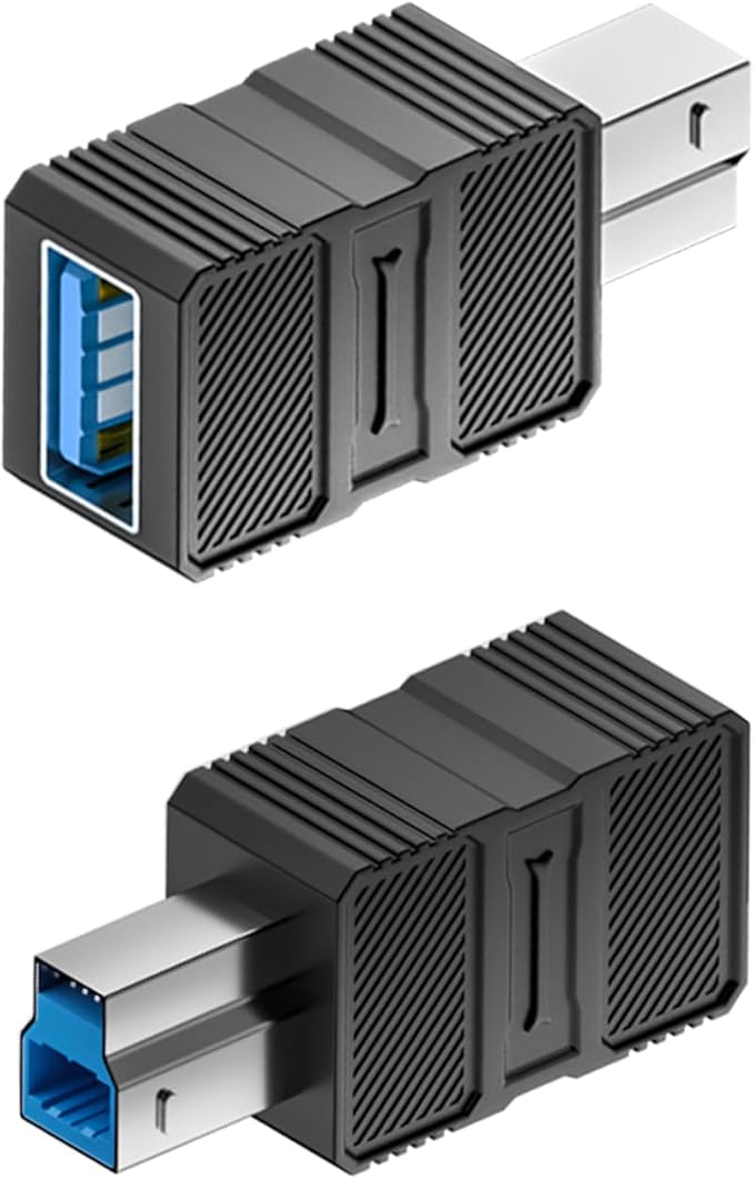 QIANRENON 5Gbps USB3.0 B to USB 3.0 Data Connector USB3.0 Type B Male to Type A Female Printer Adapter USB-B 3.0 to USB-A 3.0 Converter, for Hard Drive Scanner (Unsuitable USB-B 2.0), 2Pcs