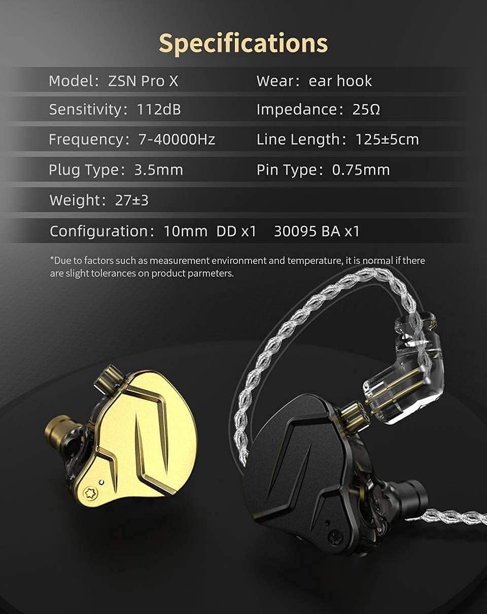 1BA 1DD KZ ZSN Pro X in Ear Monitor Dual Driver IEM Earphone Wired Earphone HiFi Sport Gaming Earbuds Headphones
