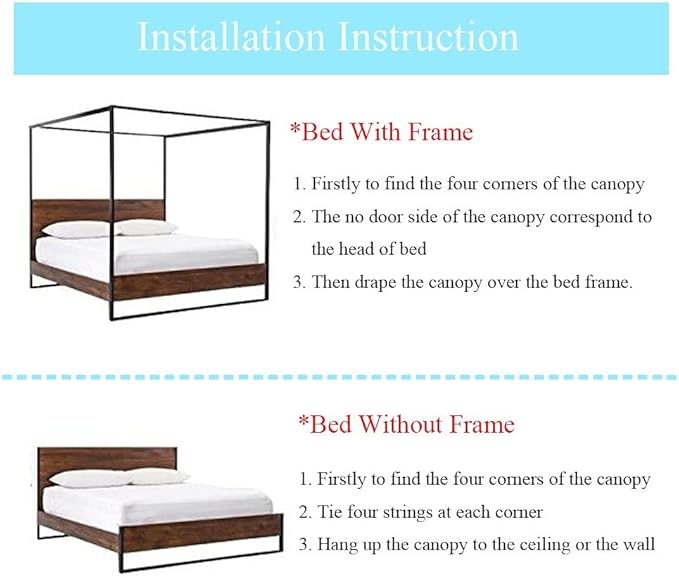 Canopy Bed Curtains Twin - 4 Corner Canopy for Beds, Bed Canopy for Girls Adult, Bedroom Decor (Twin Size, White)