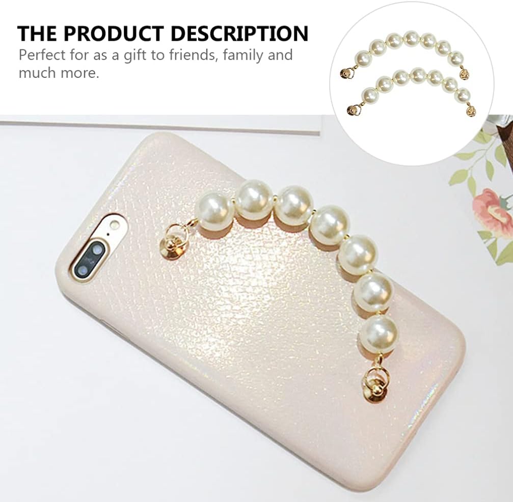 Hemobllo Phone Case Chain Beaded - Mobile Phone Finger Strap Holder with Decorative Beading, 2pcs