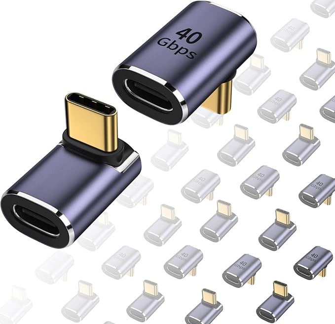 90 Degree USB C Right Angle Adapter 40Gbps Data Transfer USB 4.0/Thunderbolt 4 Type C Male to Female Connector Extender for Mobile Phone, Switch, Steam Deck, Tablet, Laptop (20 Pack)