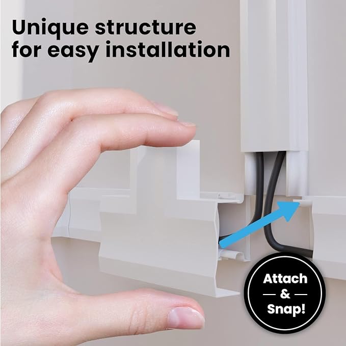 Cord Covers for Wires on Wall - 300in Cable Management Cable Hider - Cord Hiders for TV On Wall - Paintable Cable Concealer - Wire Covers for Cords - 20X (L16 x W0.95 x H0.5) - Medium | White
