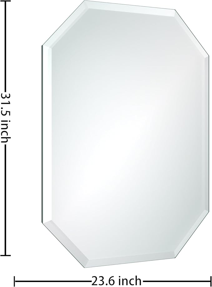 Silver Wall Mirror-Beveled Edge Frameless Mirror for Bathroom, Vanity, Bedroom, Rectangle Mirrors （24X32inch）