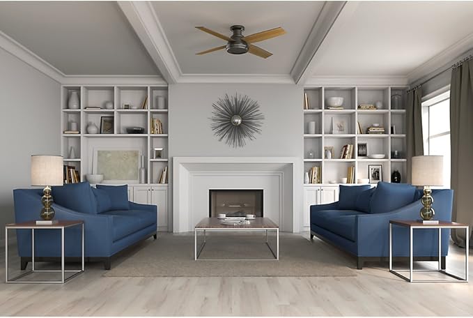 Hunter Fan Company 59249 Dempsey 52 inch Ceiling Fan with Light and Remote, Low Profile Indoor, Noble Bronze Finish