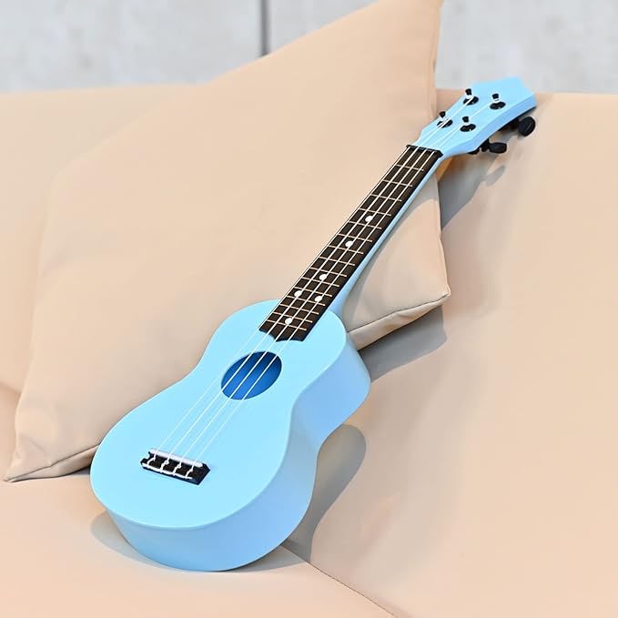Kids Toy Ukulele 21 inch Soprano Ukelele,Musical Instrument, Ukulele Toy Gift for Children Beginners with Bag Picks Strings (Light blue)
