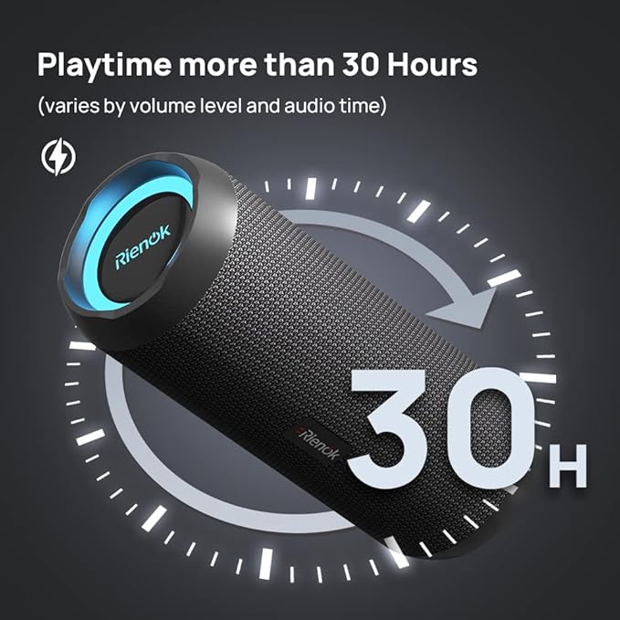 RIENOK Portable Bluetooth Speaker 30W Dual Pairing True Wireless Stereo HD Sound IPX7 Waterproof Outdoor Sport Shower Wireless Speaker Bluetooth 5.3 for Home Party