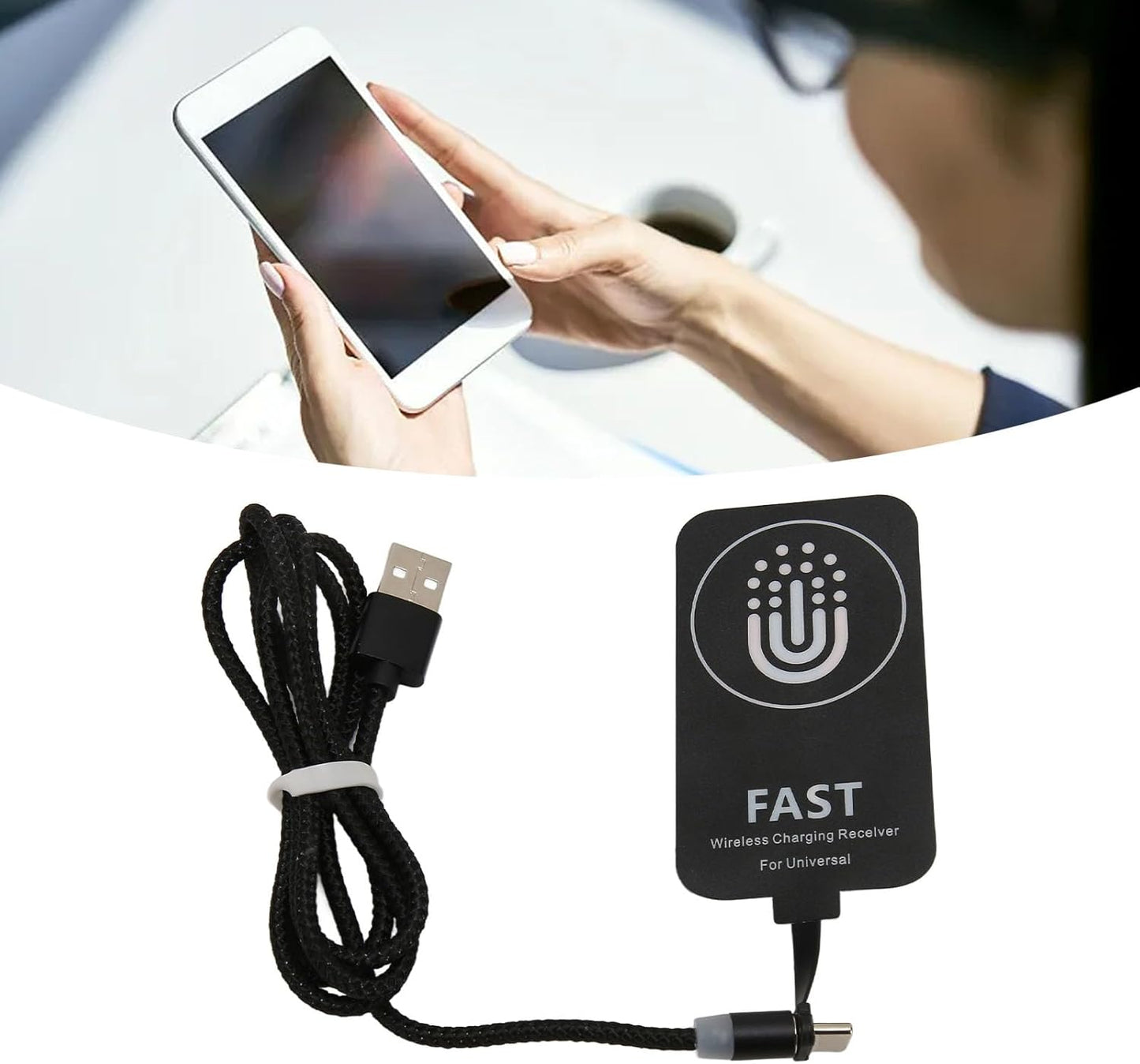 Fast Charging Receiver - Thin Magnetic Suction Type C Charging Receiver for Cell Phones