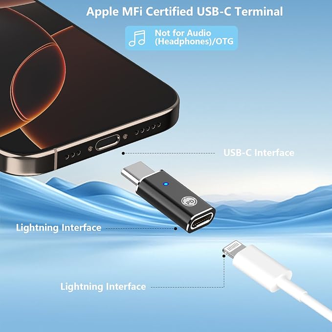 【Apple MFi Certified】Lightning to USB-C Adapter, Stuffcool 4Pack Lightning Female to Type-C Male Digital Converter Type-C Fast Charge Connector for iPhone 17/17 Air/17 Pro/17 Pro Max/16/16 Pro/15/iPad