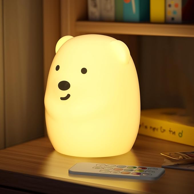 Night Light for Kids Cute Night Lamp Baby Night Light for Nursery 9 Color Changing Silicone Remote Sleep Timer for Toddler/Baby/Girls/Boys/Bedroom/Nursery