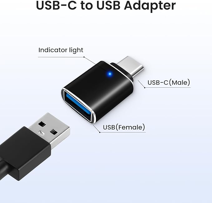 USB-C to USB-A Adapter (2-Pack), USB C Male to USB 3.0 Female Adapter Charging High-Speed Data Transfer and OTG Compatible with Phone/Tablet/Laptop and More - Black