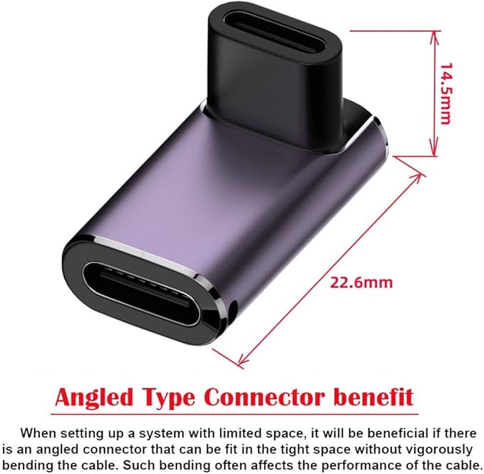 chenyang USB C Connector,USB4 Type C Female to Female 240W Power 40Gbps Data 8K Video Adapter 90 Degree Angled for NS Phone Laptop