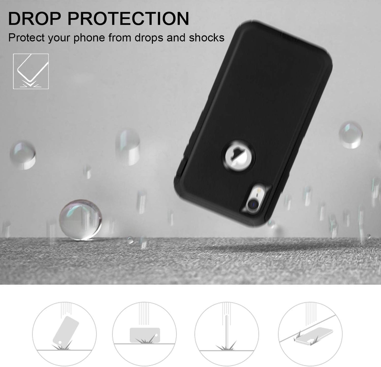 MAXCURY Heavy Duty iPhone XR Case, Shock Absorption Full Body Protective Case for iPhone 10R, Black