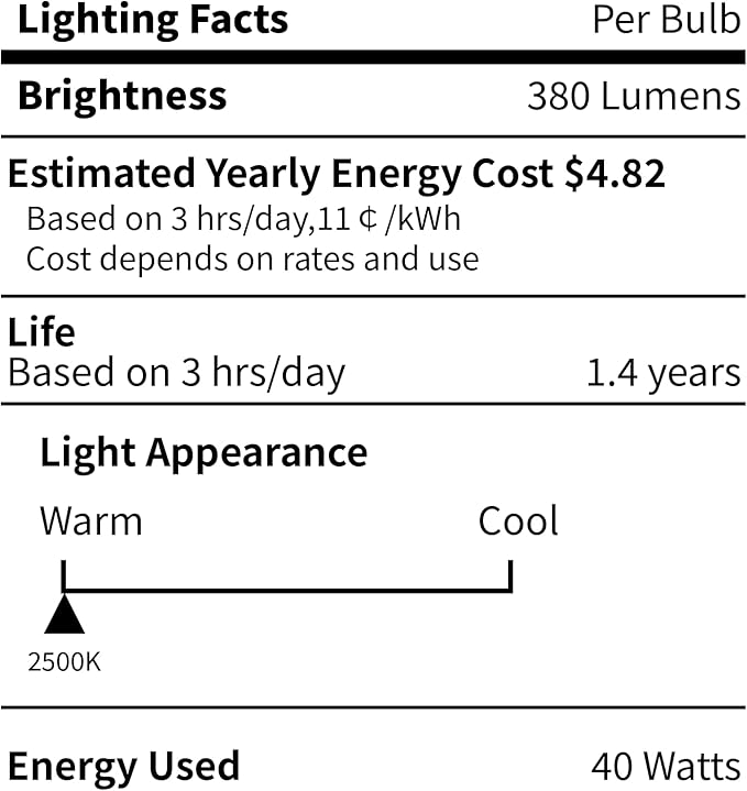 20-Pack E12 Candelabra Light Bulbs 40W Warm White 2500K, 380 Lumen Dimmable Chandeier Light Bulbs for Ceiling Fan, Pendants or Outdoor, B10 Clear Incandescent Candle Bulbs